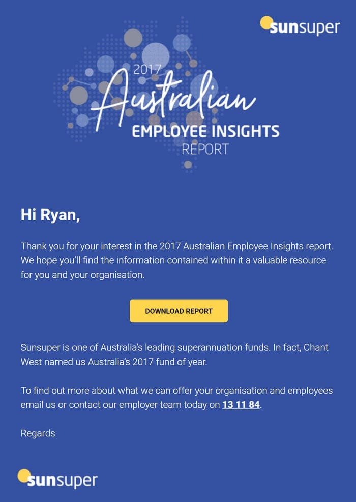 Sunsuper Trigger Email