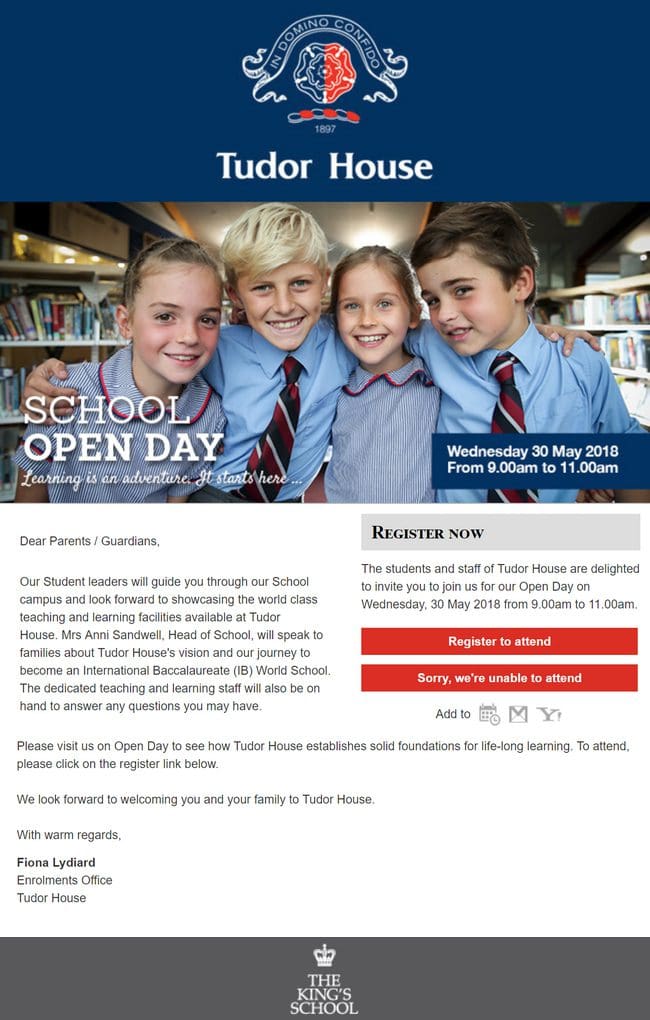 The King's School - Email Template