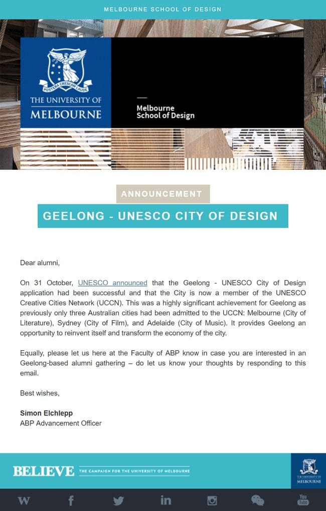 The University of Melbourne - Email Template
