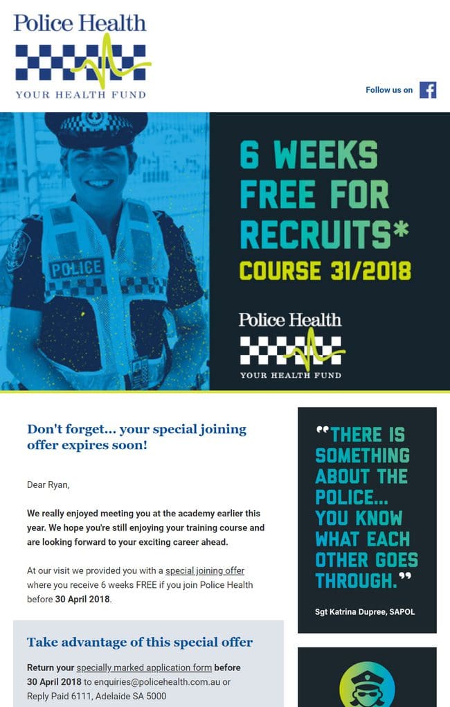 Police Health Email Offer
