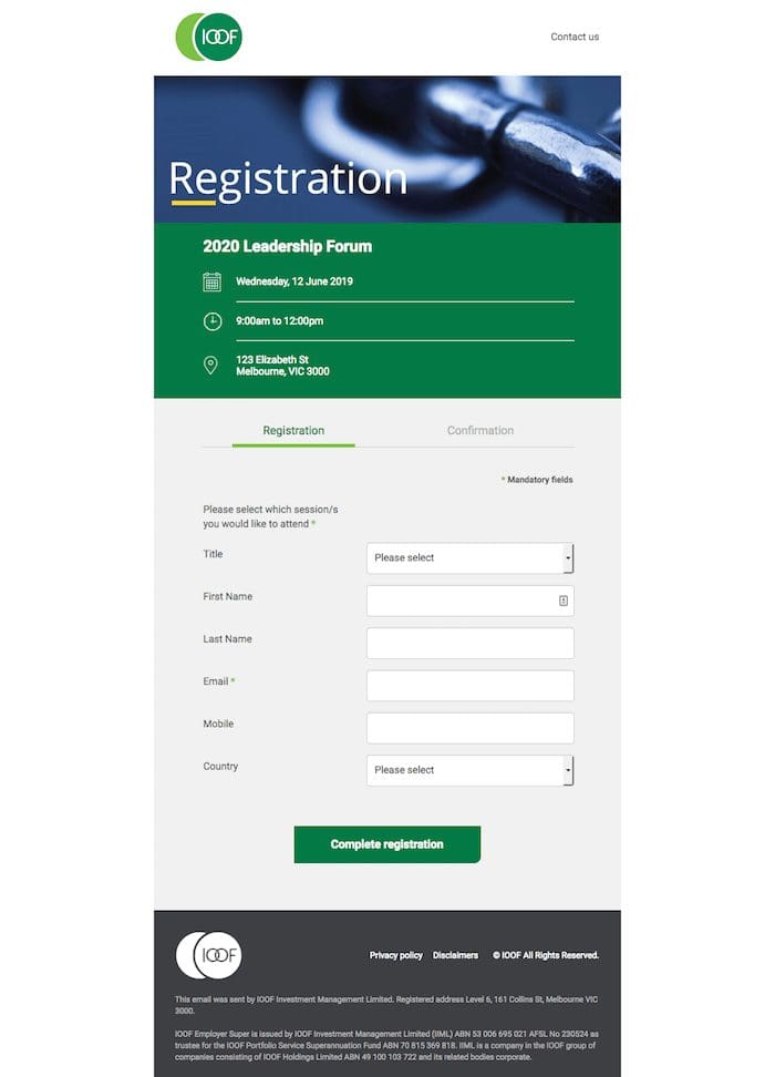 Registration 2020 Leadership Forum IOOF Group