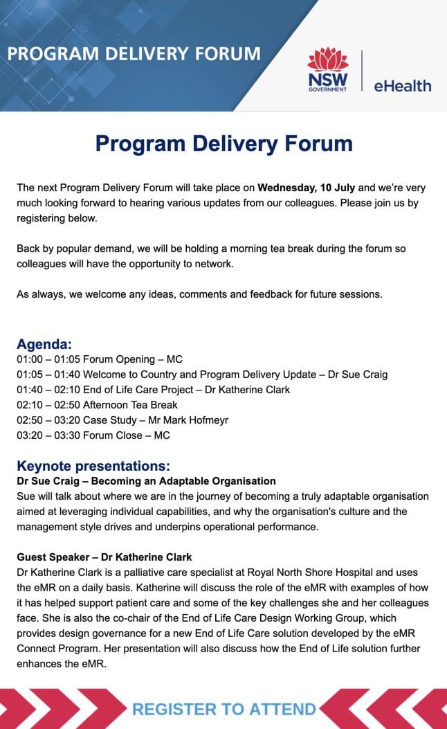 a newsletter from nsw e health