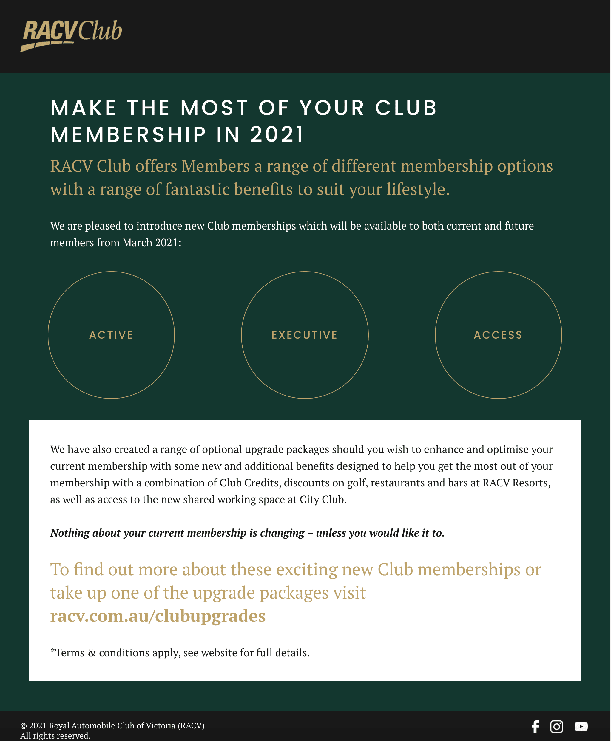 RACV Club Event Landing Page Swift Digital