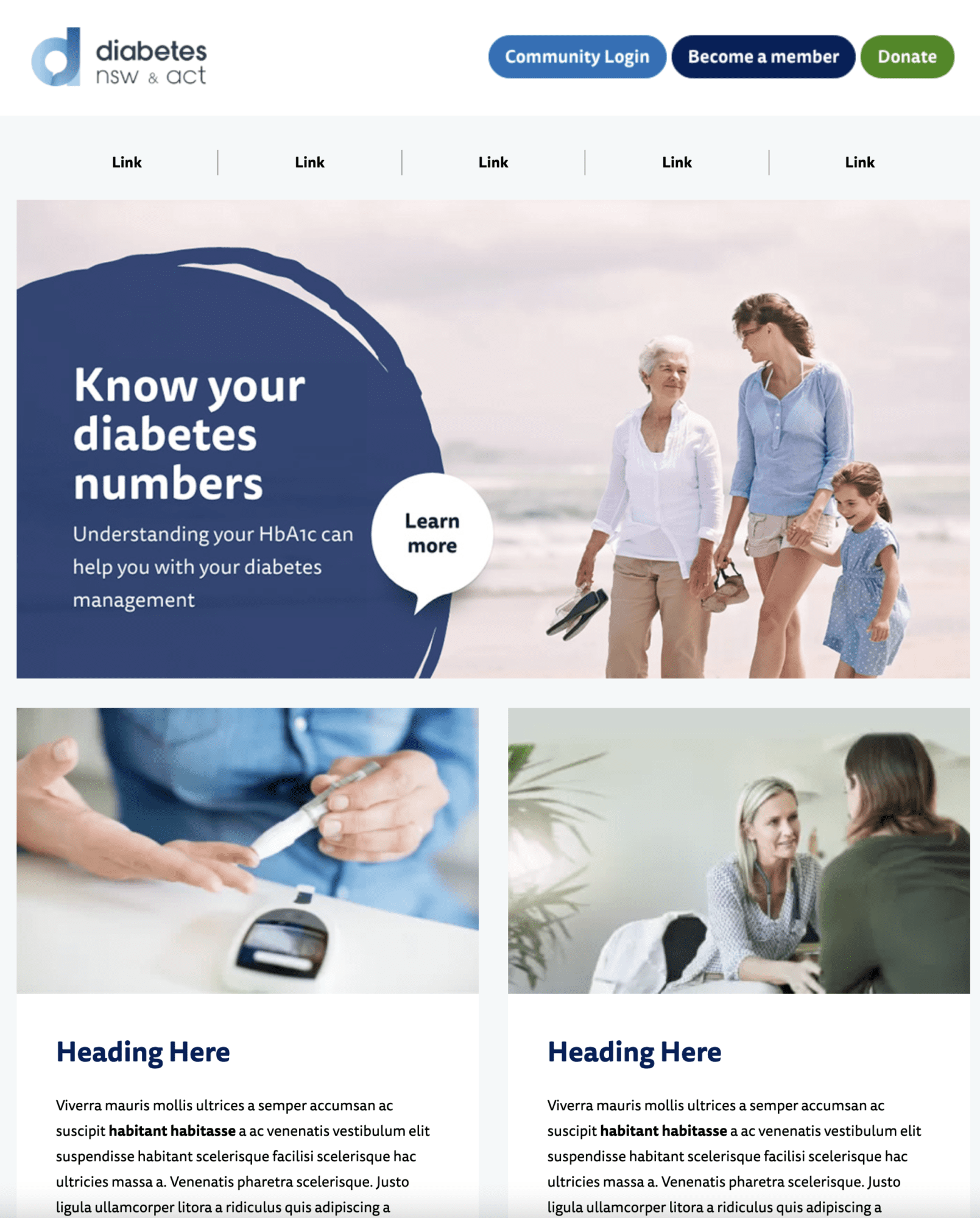 Diabetes NSW and ACT Swift Digital Landing Page