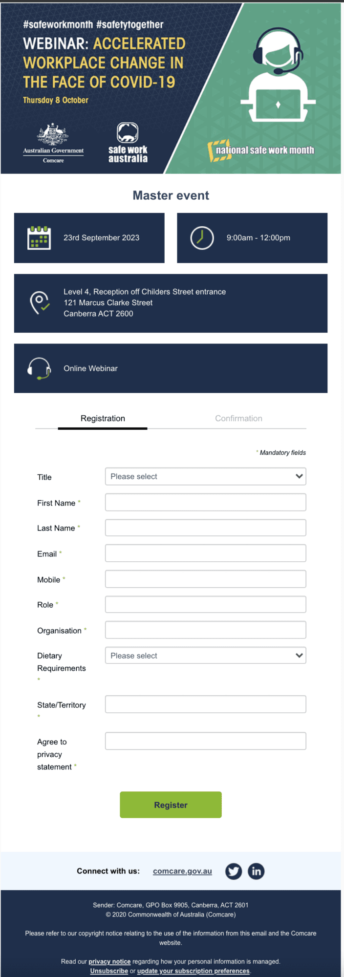 Comcare Registration Form Swift Digital