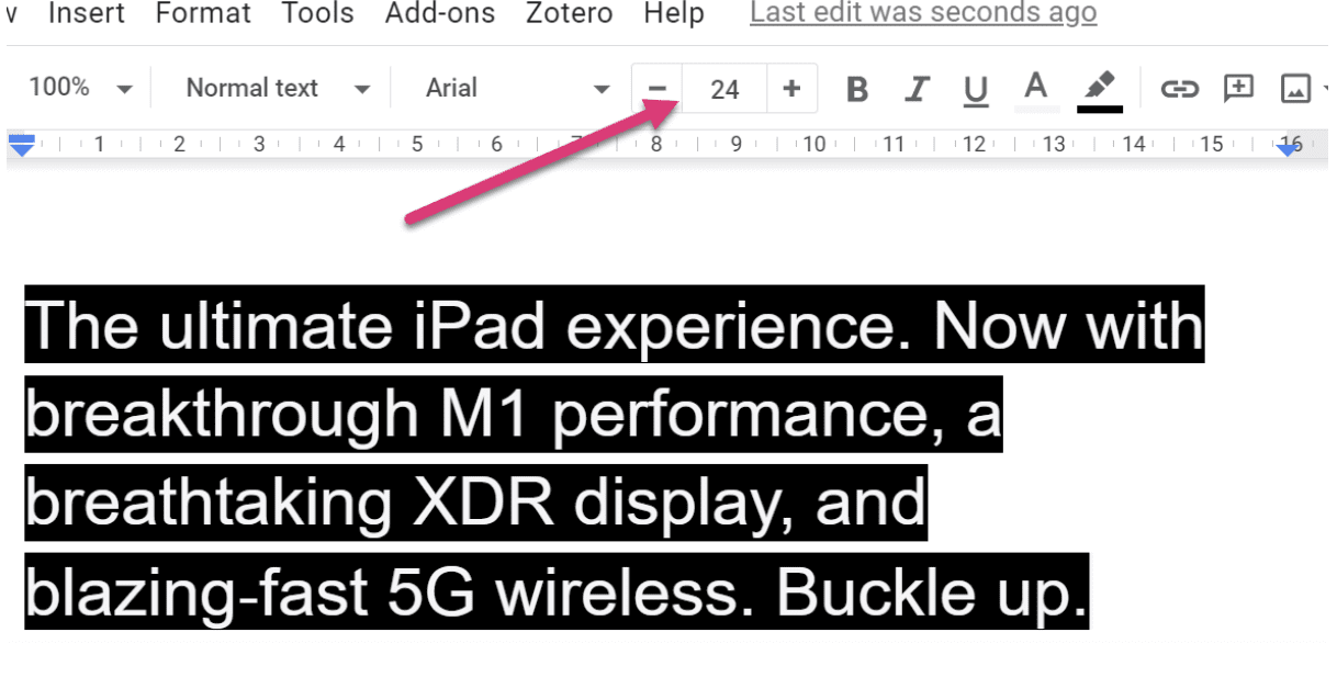 How to increase size of font