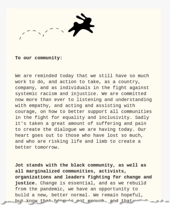Jot company newsletter template
