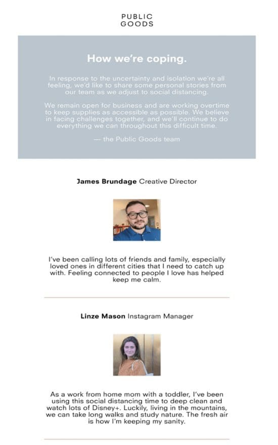 public goods company newsletter template example