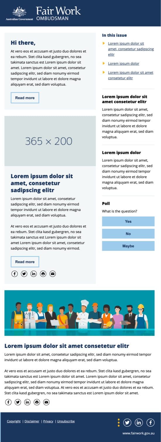 FairWork Ombudsman newsletter