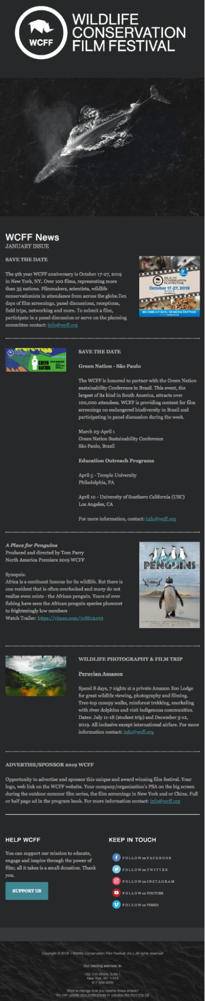 wildlife conservation newsletter examples