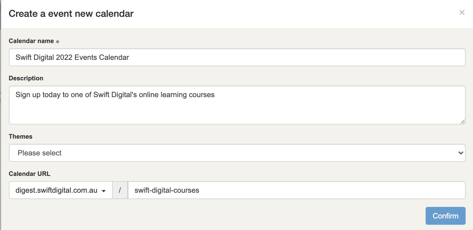 Swift Digital EventDesk Calendar